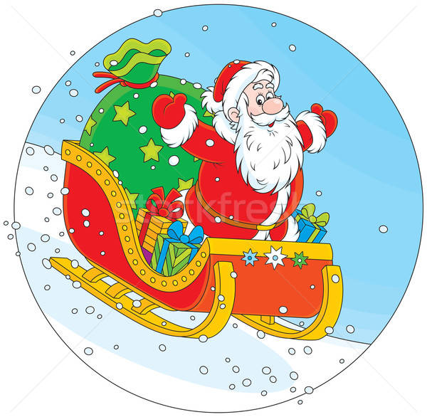 Santa Claus sledding with gifts Stock photo © AlexBannykh