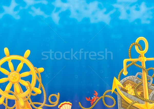 Mar volante âncora peito ouro fundo Foto stock © AlexBannykh