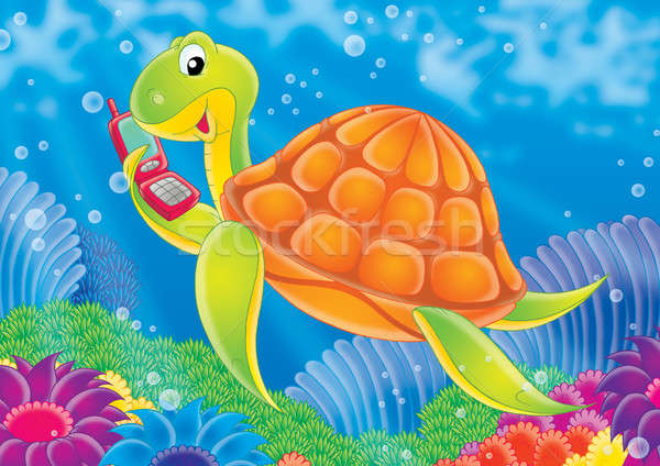 żółwia telefonu komórkowego wody charakter morza Zdjęcia stock © AlexBannykh