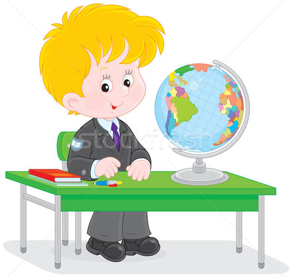 Schoolboy at geography lesson Stock photo © AlexBannykh