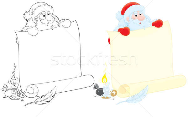 Kerstman advertentie scroll papier vakantie Stockfoto © AlexBannykh