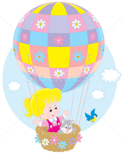 Stock photo: Child flying on a balloon