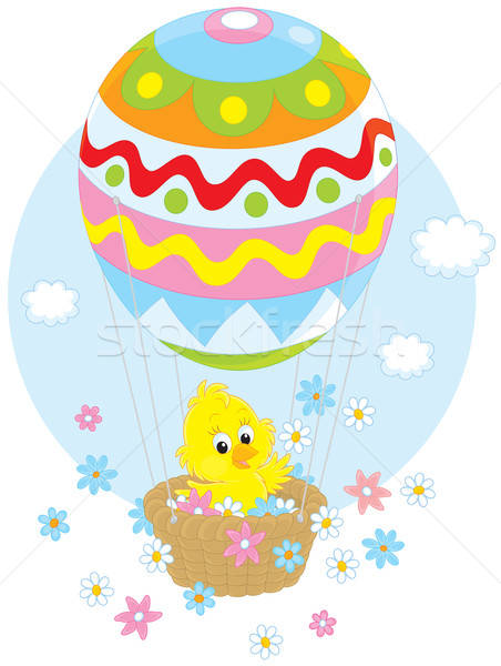 Easter Chick flying in a balloon Stock photo © AlexBannykh