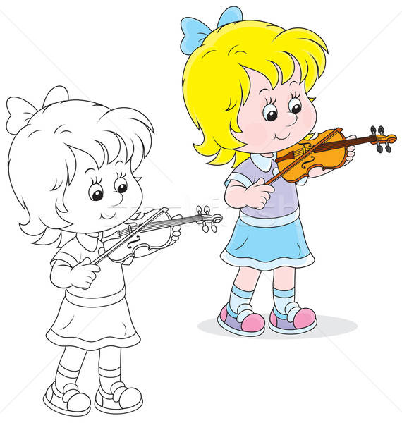 Violonist fată joc mic vioară Imagine de stoc © AlexBannykh
