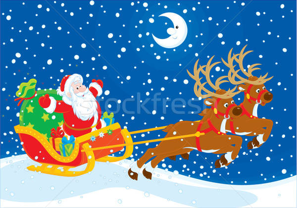 сани Дед Мороз отец Рождества большой сумку Сток-фото © AlexBannykh