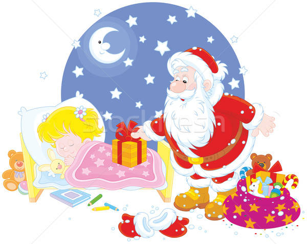 Stockfoto: Geschenken · kind · nacht · christmas · kerstman