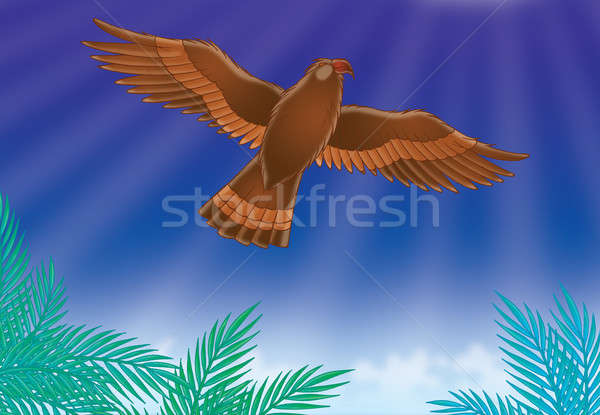 Foto stock: águila · vuelo · selva · verano · palma · juguetes