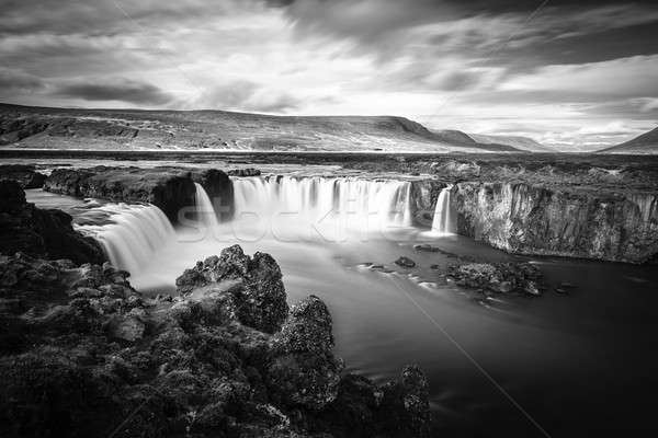 [[stock_photo]]: Cascade · longue · exposition · image · Islande · herbe · bleu