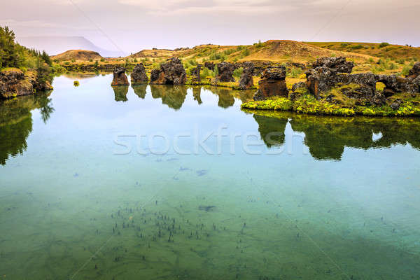 Jezioro skały wulkaniczne Islandia niebo krajobraz Zdjęcia stock © alexeys