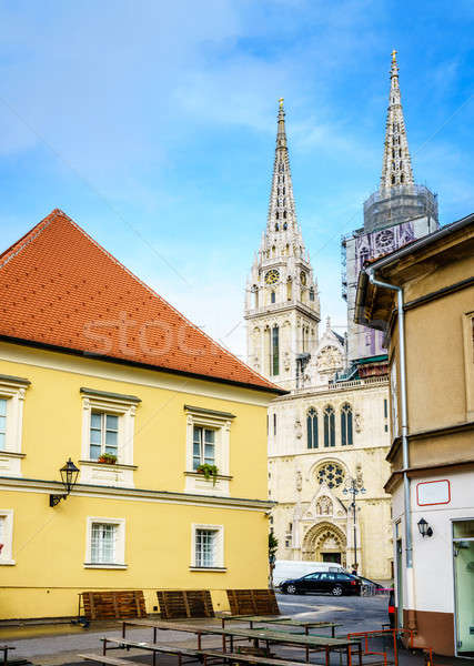 Zagreb oraş vedere catedrală piaţă Imagine de stoc © alexeys