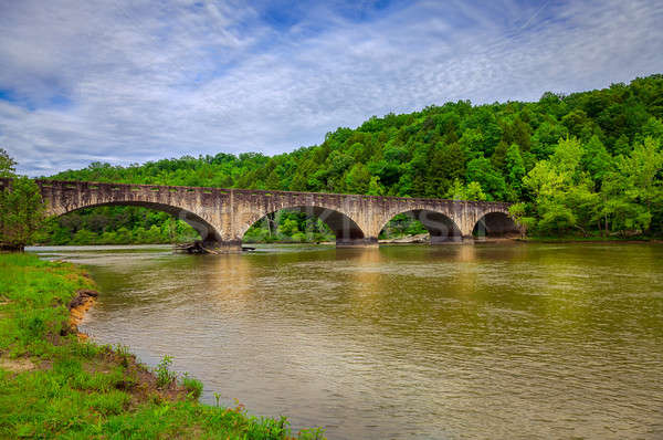 Stockfoto: Brug · rivier · steen · resort · Kentucky · hemel