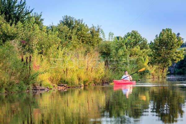 Stock photo: Kayaking on the lake