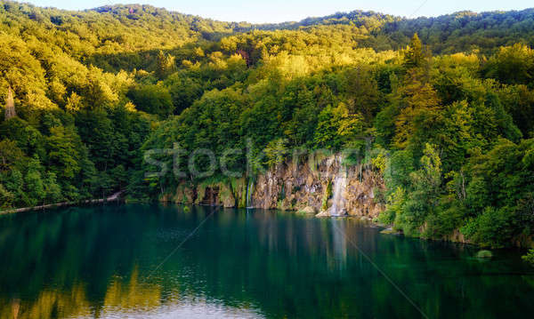 Foto d'archivio: Parco · cascata · lago · sera · acqua · panorama