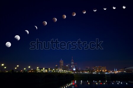 Moon eclipse over city Stock photo © alexeys