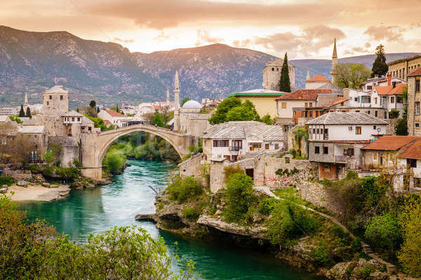 City of Mostar and Neretva River Stock photo © alexeys
