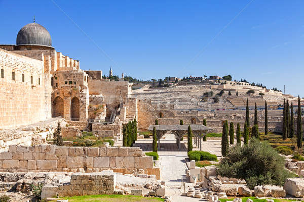 Jerozolima ściany widoku starych miasta meczet Zdjęcia stock © alexeys
