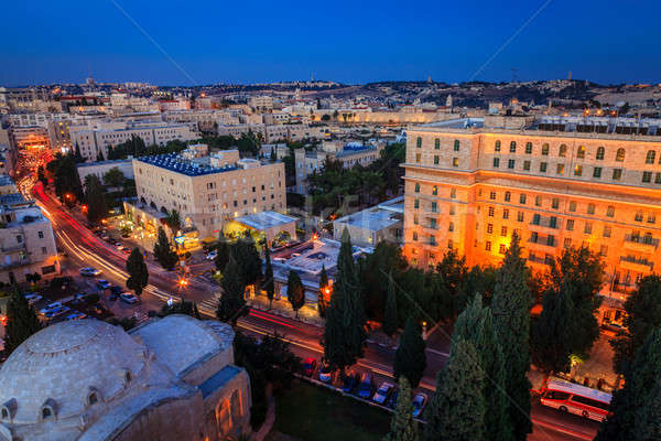Este Jeruzsálem kilátás megfigyelés fedélzet utca Stock fotó © alexeys