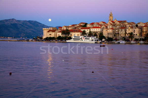 Moonrise over Korcula Stock photo © alexeys