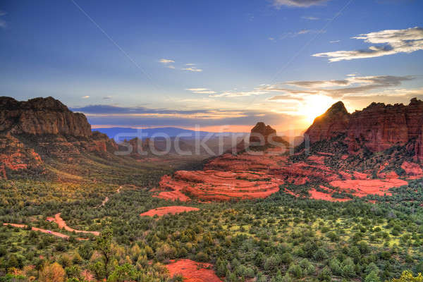 Stok fotoğraf: Kırmızı · kayalar · gün · batımı · Arizona · hdr · görüntü