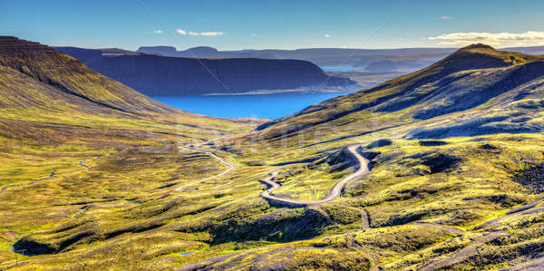 Escénico vista Islandia cielo mar verde Foto stock © alexeys