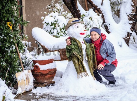 Stock photo: Making snowman