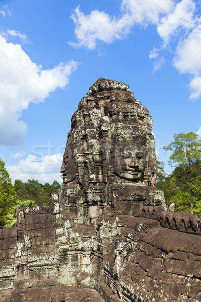 Gezichten tempel steen angkor stad Stockfoto © alexeys