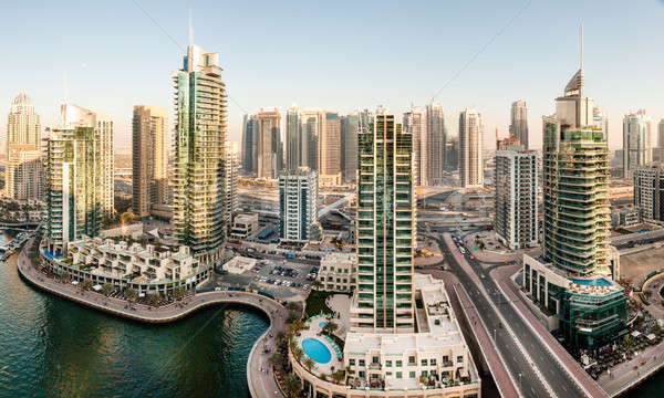 Dubai marina panorámica vista agua puente Foto stock © alexeys