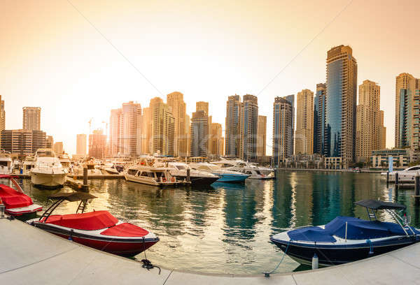 Stok fotoğraf: Dubai · marina · panoramik · görmek · su · Bina