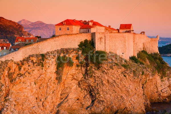 Dubrovnik stad muur oude beschermd steil Stockfoto © alexeys