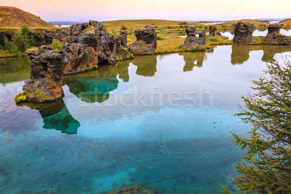 Jezioro skały wulkaniczne Islandia niebo krajobraz Zdjęcia stock © alexeys