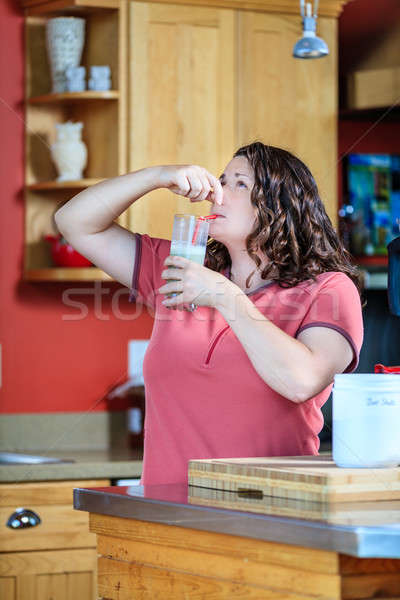 [[stock_photo]]: Régime · femme · boissons · mauvais · dégustation · régime · alimentaire