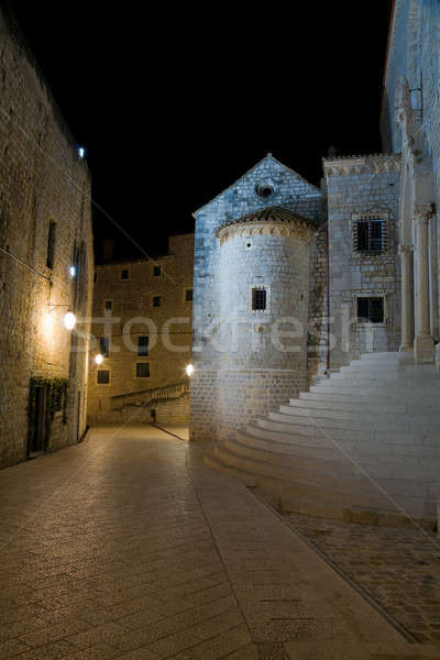 Dubrovnik éjszaka üres utcák öreg város Stock fotó © alexeys