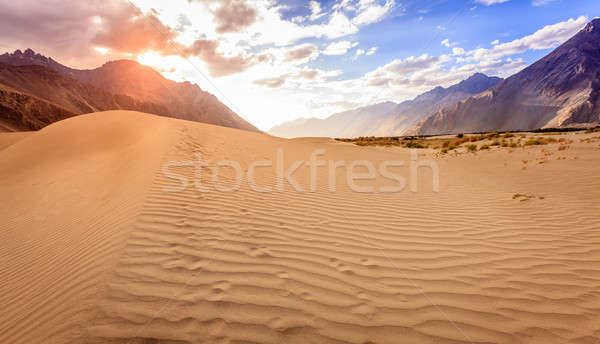Tal Sand Wolken Sommer Berge asia Stock foto © alexeys