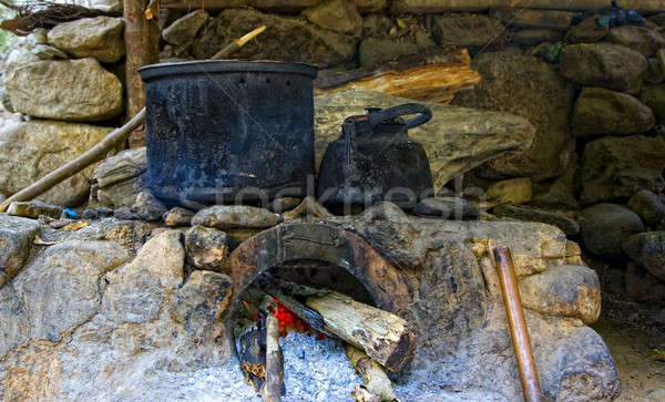 Stock photo: Pots on the stove