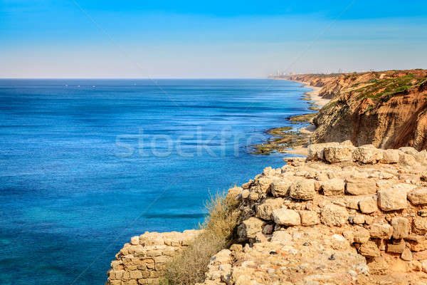 ストックフォト: イスラエル · 地中海 · 海 · イスラエルの · 海岸 · 空