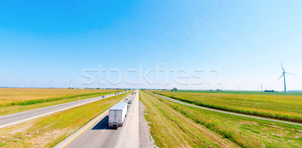 Szélfarm út oldal Indiana égbolt autók Stock fotó © alexeys