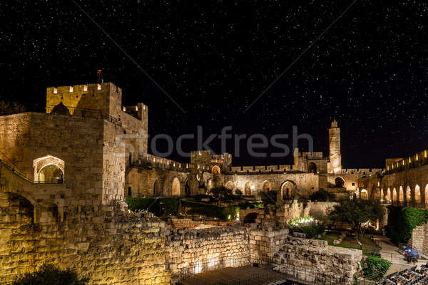 Notte vecchio cittadella torre Gerusalemme Foto d'archivio © alexeys