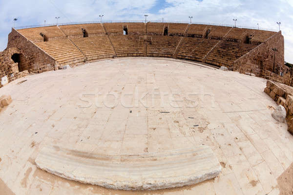 Amphitheater Fisheye Ansicht alten roman Wolken Stock foto © alexeys
