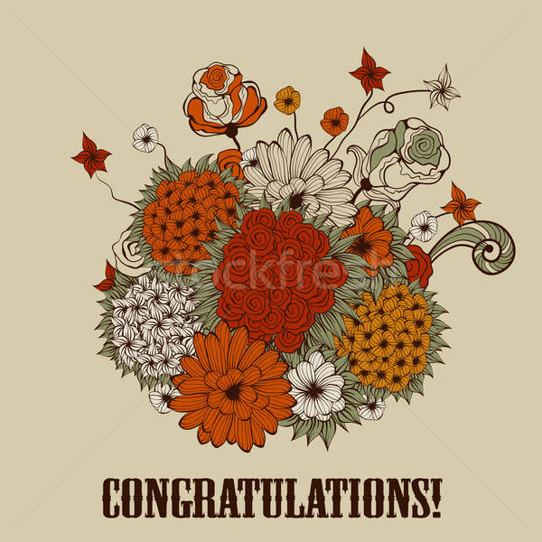 Vector Greeting Card with Bouquet of Bizarre Flowers Stock photo © alexmakarova