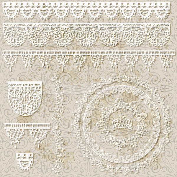 Stock photo: vector lacy scrapbook design patterns on seamless grungy backgro