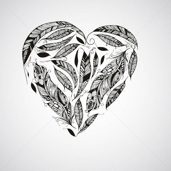 Vector Heart made of  Feathers Stock photo © alexmakarova