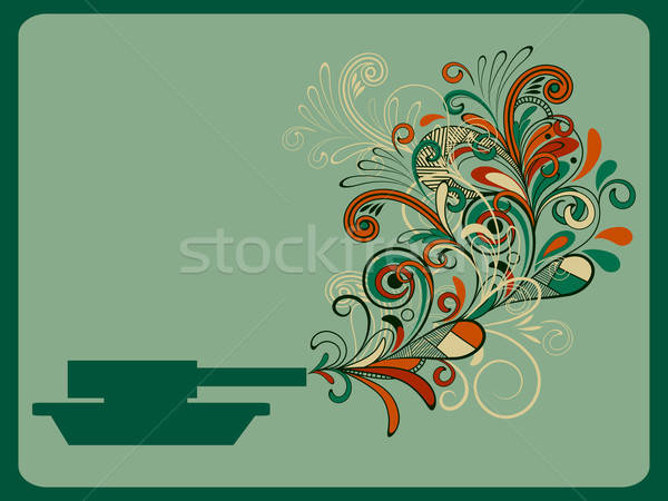 vector piece concept composition with tank and floral pattern Stock photo © alexmakarova