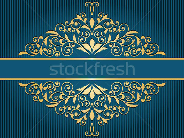 Foto stock: Vetor · vintage · cartão · dourado · floral · padrão