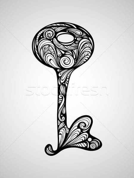 [[stock_photo]]: Vecteur · dessinés · à · la · main · clé · tatouage · croquis · maison