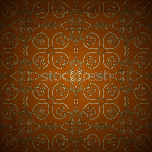 vector seamless floral golden pattern on red grungy background w Stock photo © alexmakarova