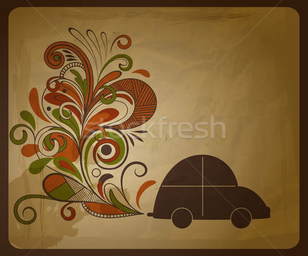 vector eco  concept composition with a car and floral exhaust co Stock photo © alexmakarova
