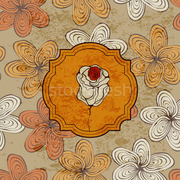 Vector Vintage Card with Rose on Seamless Funky Pattern Stock photo © alexmakarova