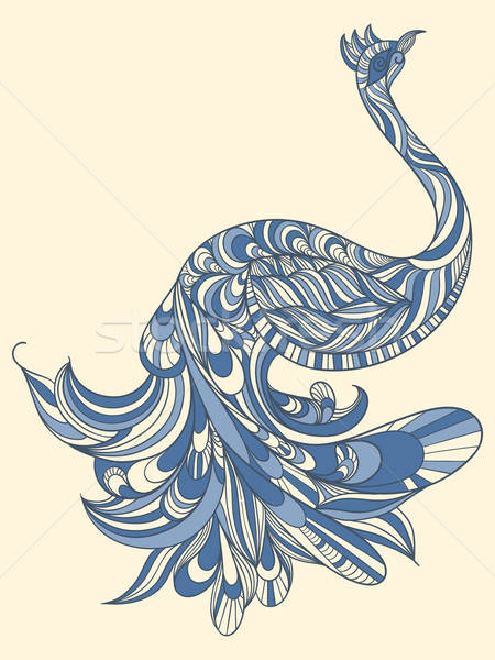 Stock photo: vector peacock with detailed tail