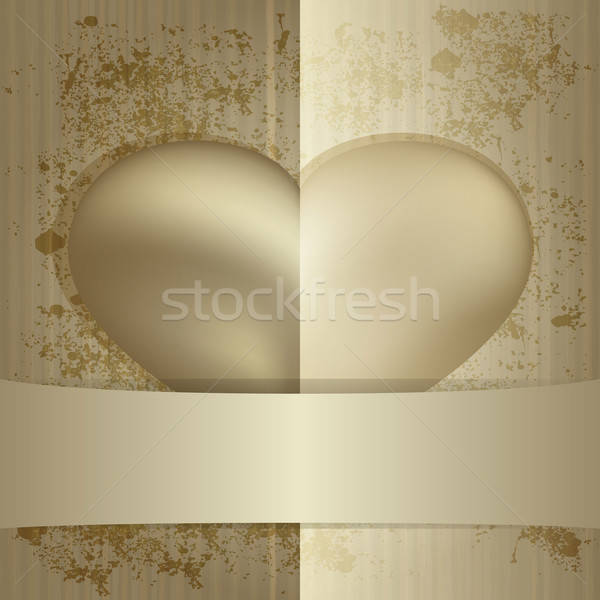 Vector hart verborgen achter lint tekst Stockfoto © alexmakarova
