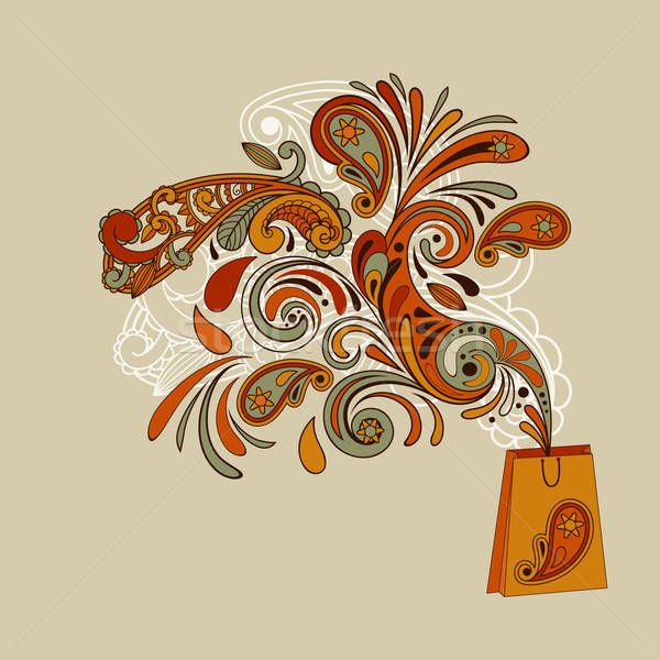 Shopping Bag with Floral Swirl Stock photo © alexmakarova
